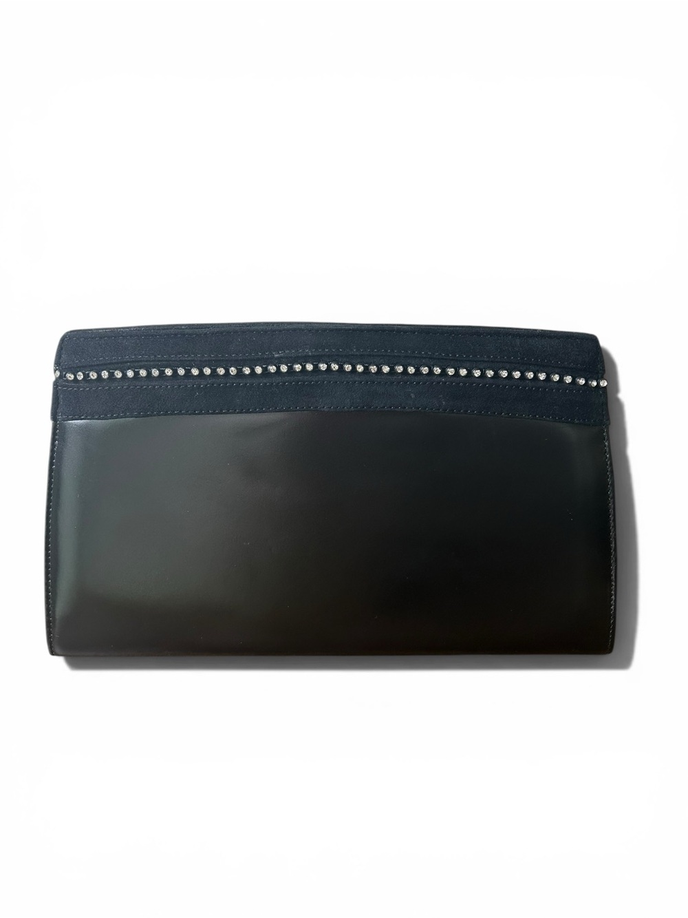 Vintage Black Vinyl Rhinestone Clutch Evening Bag